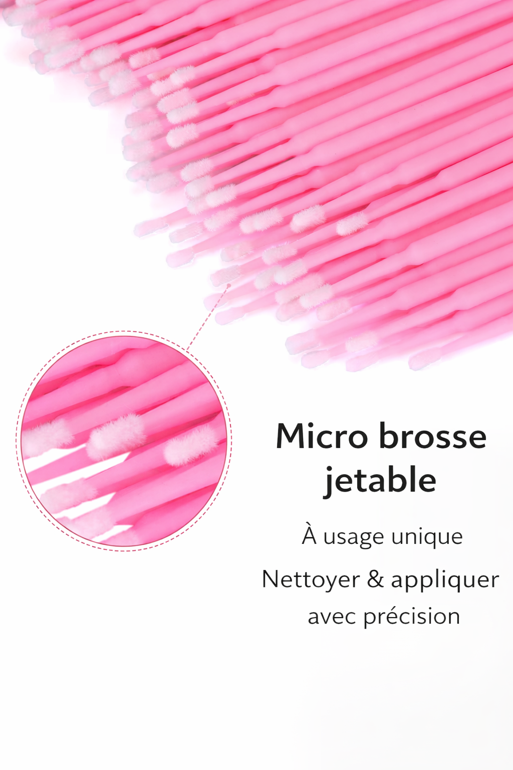 MICRO BROSSES 100PCS - ROSE ET NOIR - ACCESSOIRES
