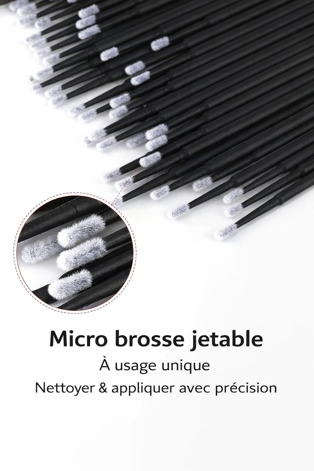 MICRO BROSSES 100PCS - ROSE ET NOIR - ACCESSOIRES